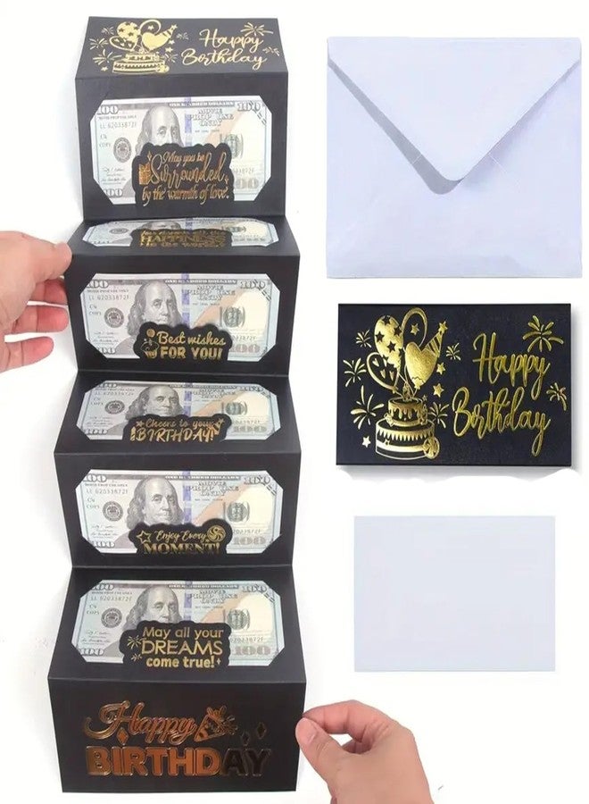 Neioaas Happy Birthday Money Holder for Cash Gift Card, Surprise Money Holder with 6 Slots, Festive Cash Gift for Men Women Kids,Money Holder Gift Card for Men Women Girls Boys(Black,Birthday) - Image 1